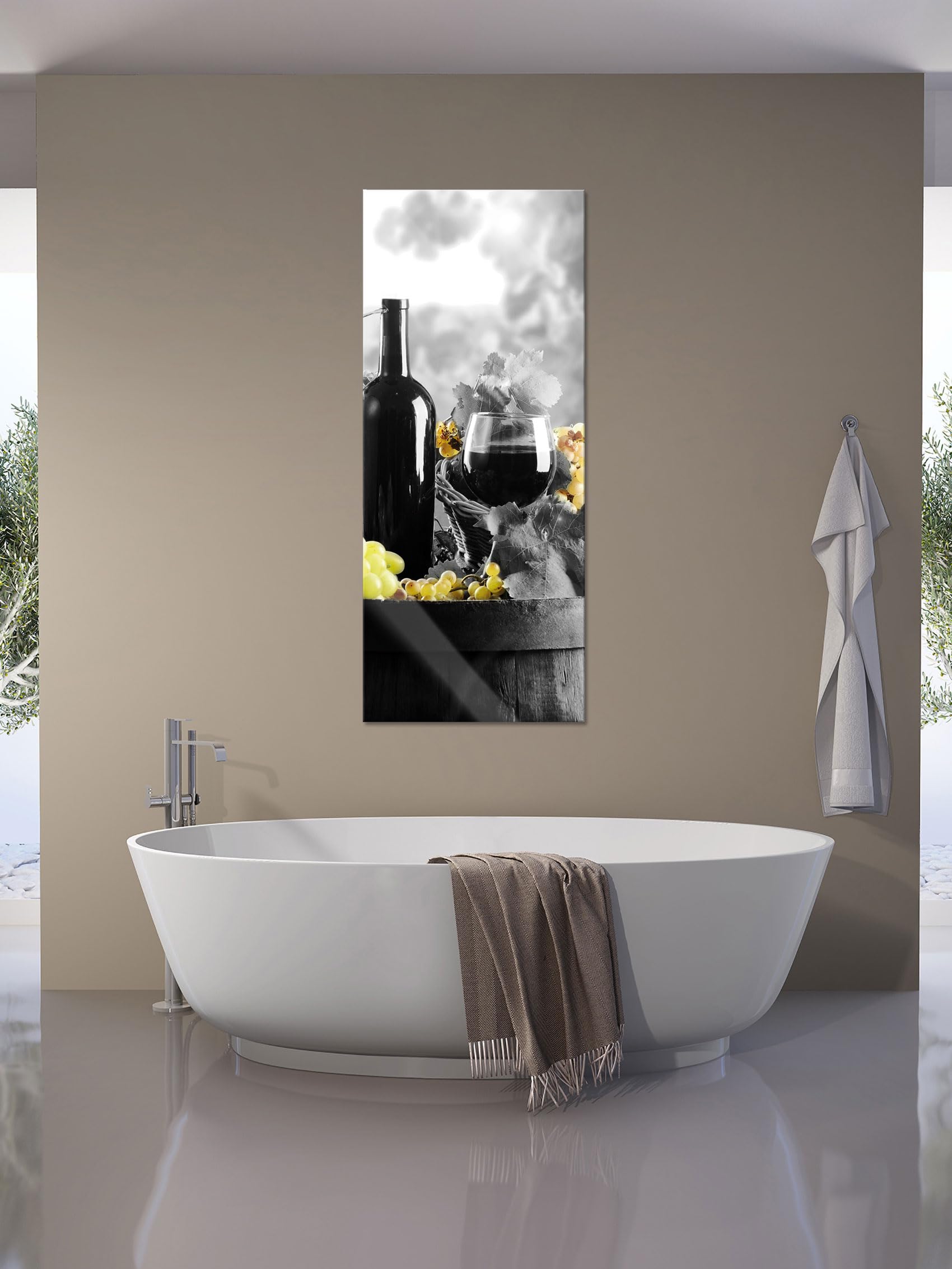 Pixxprint Glasbild Panorama, Wandbild aus Echtglas, gemischte Auslese an Weintrauben, 120x50 cm, inkl. Aufhängung und Abstandshalter