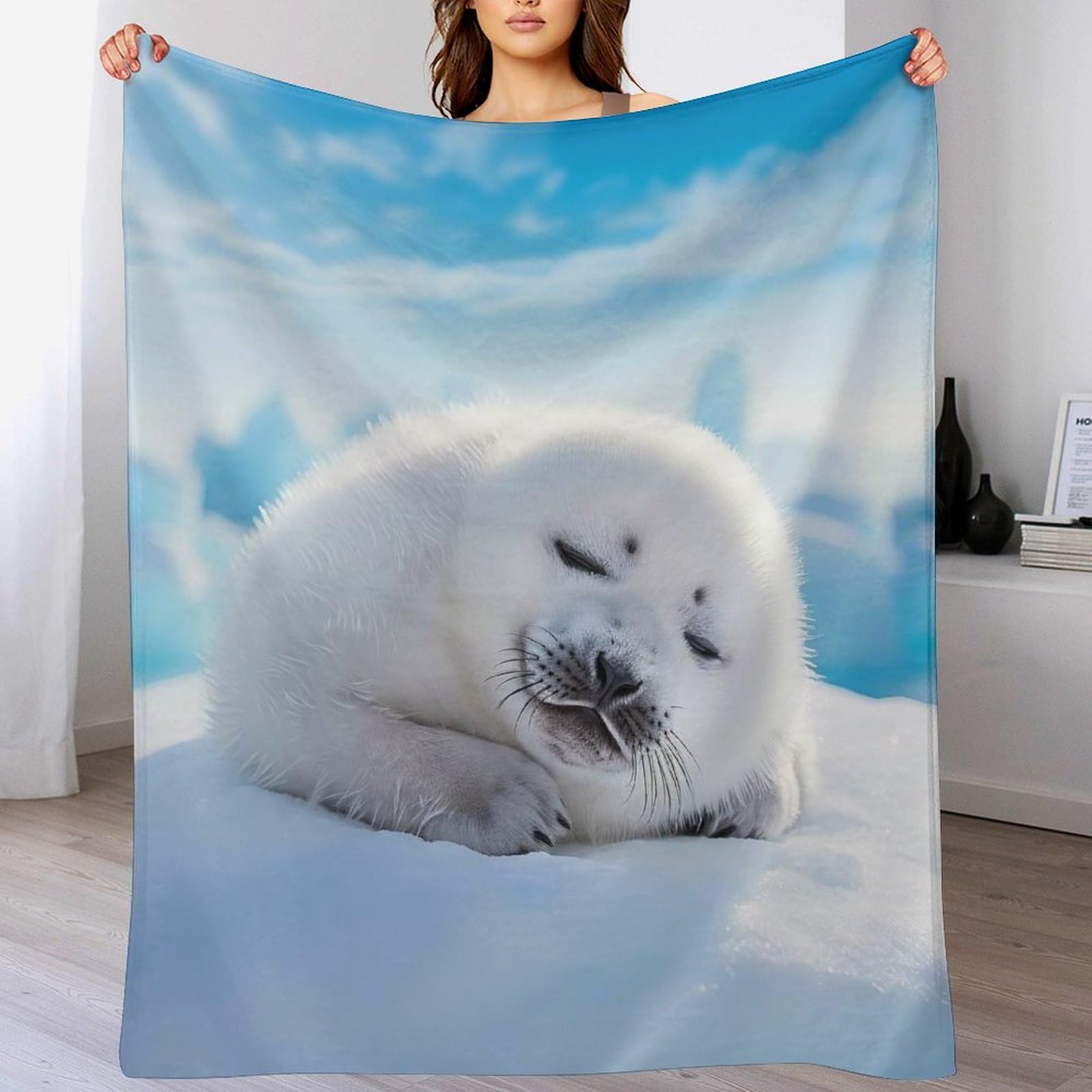 Couverture en flannel Sea Loutre 180x200cm plaid polaire peluche