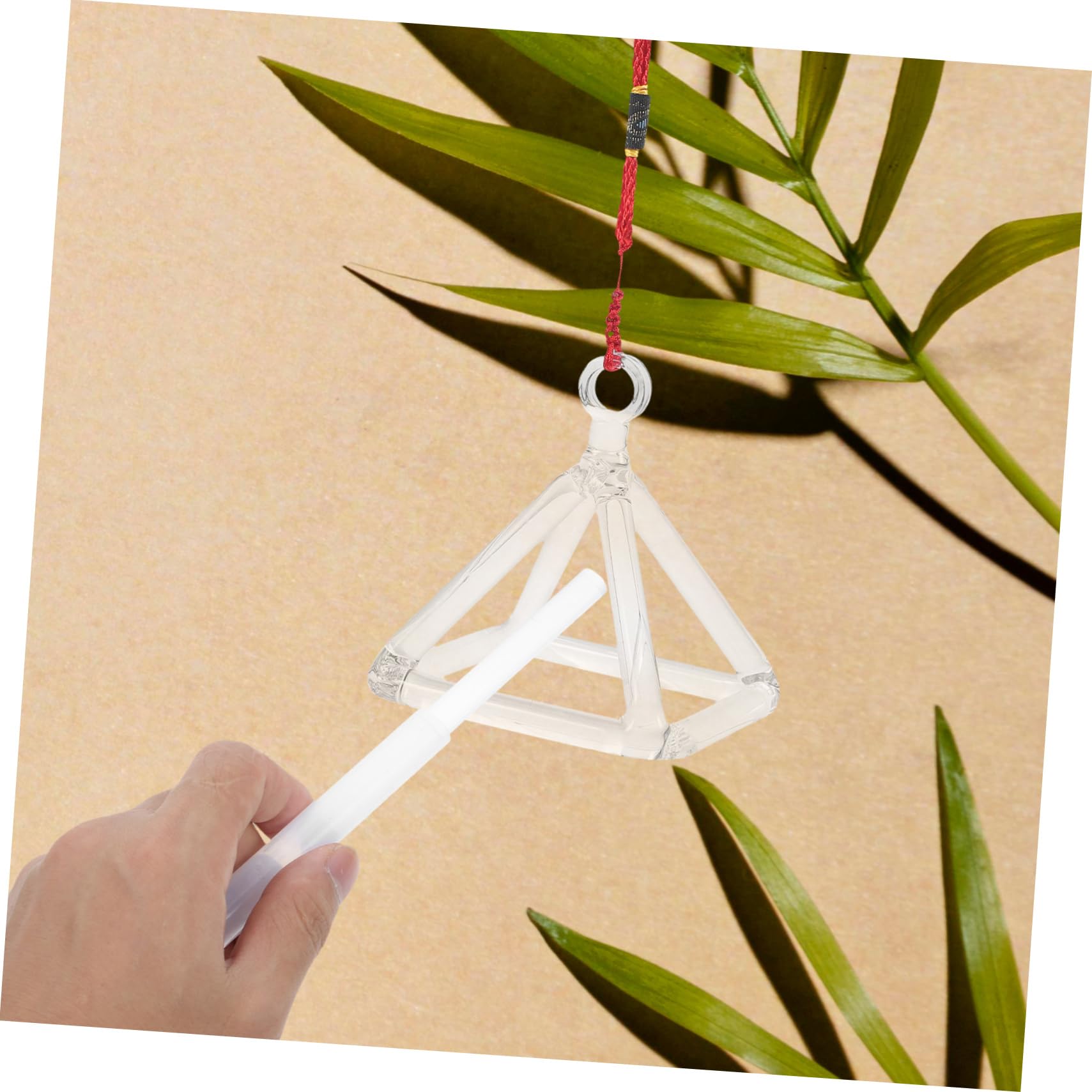 Set Piramide Cantante in Cristallo Trasparente 3 Pollici per Meditazione | Strumento Battente, Profilo Decorativo, Adatto a Terapia del Suono e Uso Meditativo Stile Casuale