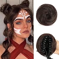 Vista 11 de SOFEIYAN 2 piezas de clip de pinza mini en extensiones de moño de cabello con orejas de gato desordenadas, accesorio de peluca de dona sintética