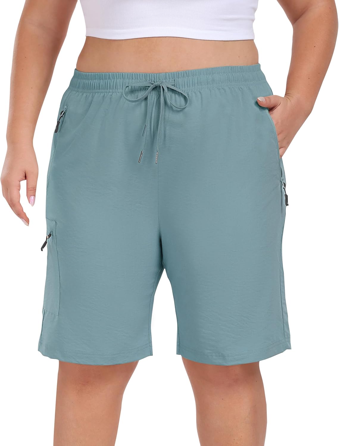 MoFiz Women's Plus Size Hiking Cargo Shorts Quick Dry Golf Active Shorts Lightweight Summer Shorts with Pockets - Image 2