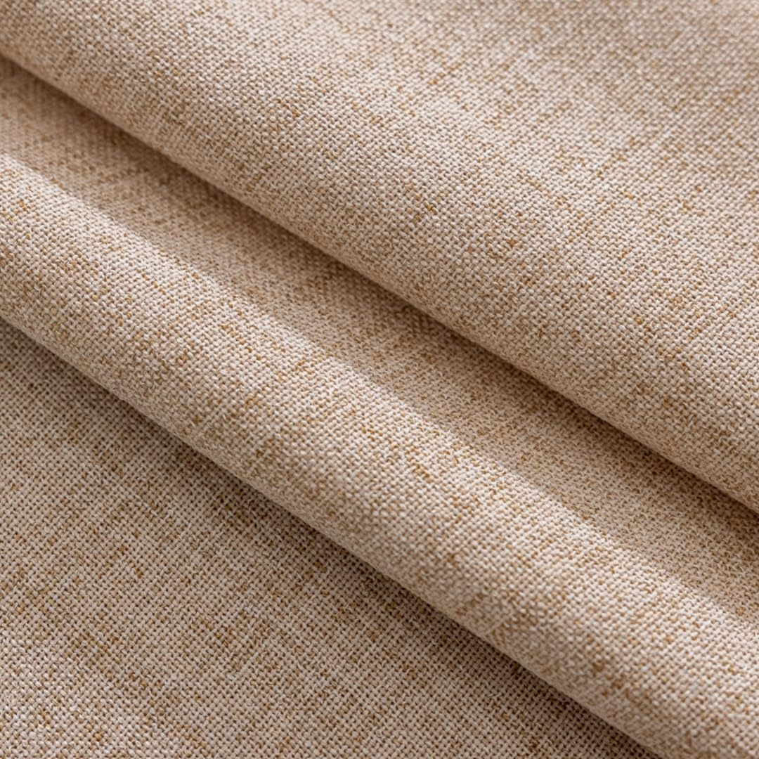 F-CHU Beige Curtains for Bedroom 63 Inches Light Filtering with Beige Tassels Bohemian Farnhouse French Country Drapes Kitchen Window Treatment, Semi Sheer Farmhouse Curtains Rod Pocket 52x63