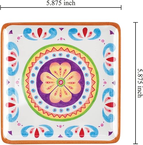 Miniatura 2 de UP ware - Platos de melamina para postre de 4 piezas, platos llanos, platos pequeños para servir, platos de fiesta, platos cuadrados para postre,