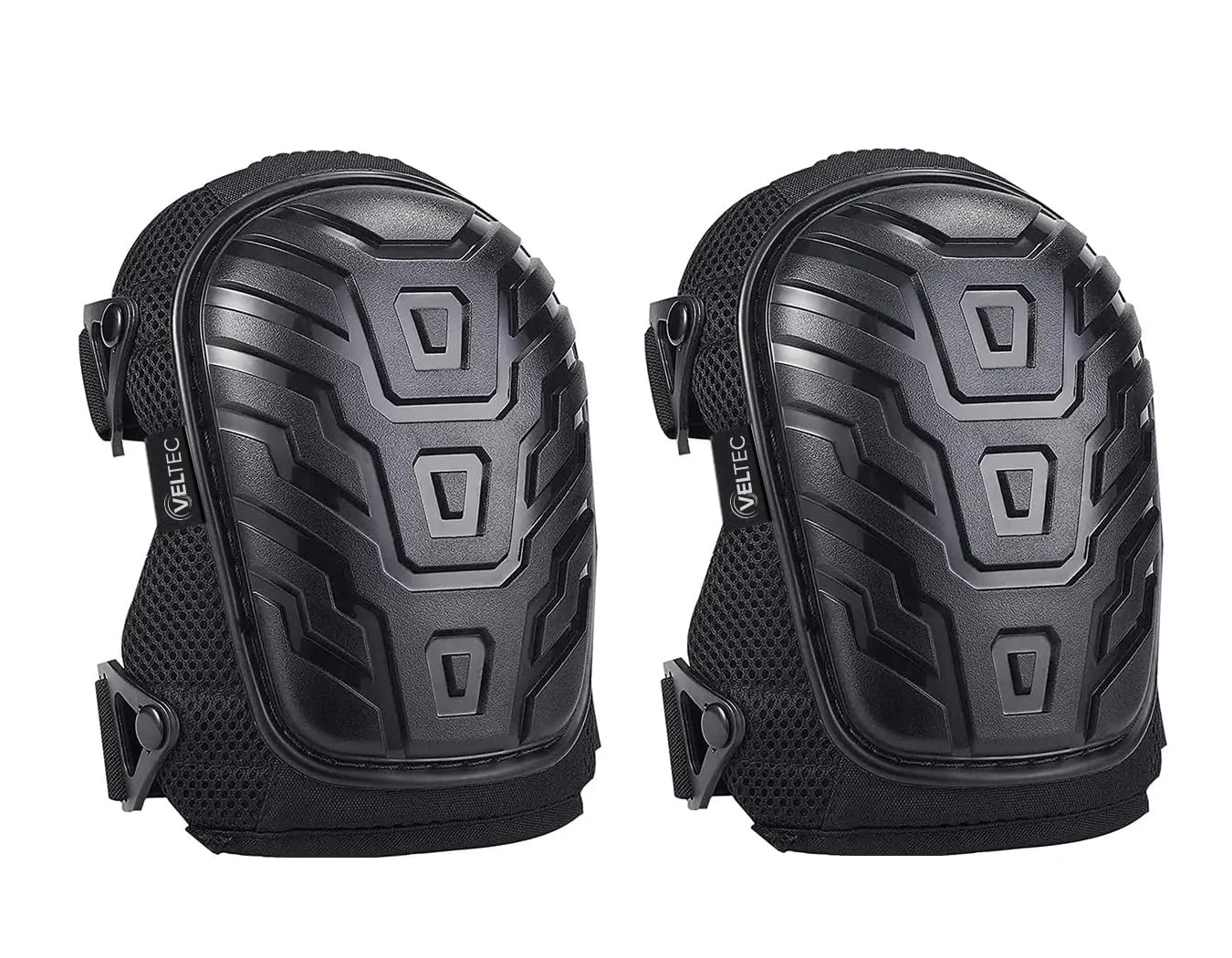 Veltec Rodilleras de alta calidad para el trabajo con espuma suave y cojín de gel, almohadillas resistentes y correas antideslizantes ajustables, protección profesional y cómodas para construcción,