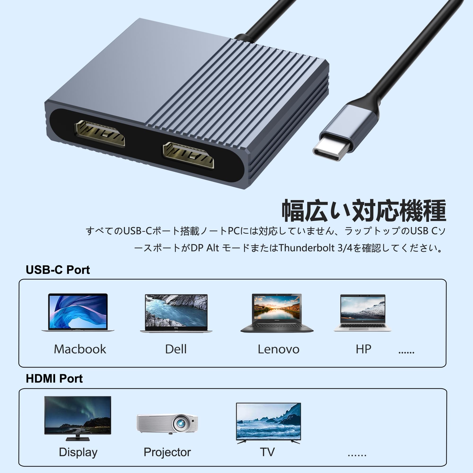 ▪︎ マルチポート USB Type-C アダプター 会議 HDMI Amazon.co.jp: USB C HDMI 変換アダプター デュアルHDMI 拡張器