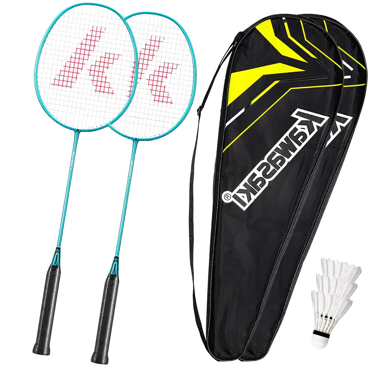 Badminton Rackets 2Pack Professional Badminton Racquet with 3 Feather Shuttlecocks Carry Bag Graphite Badminton Set Aluminum Alloy Fame Training Badminton Racquet for Gym Backyard Garden Race School