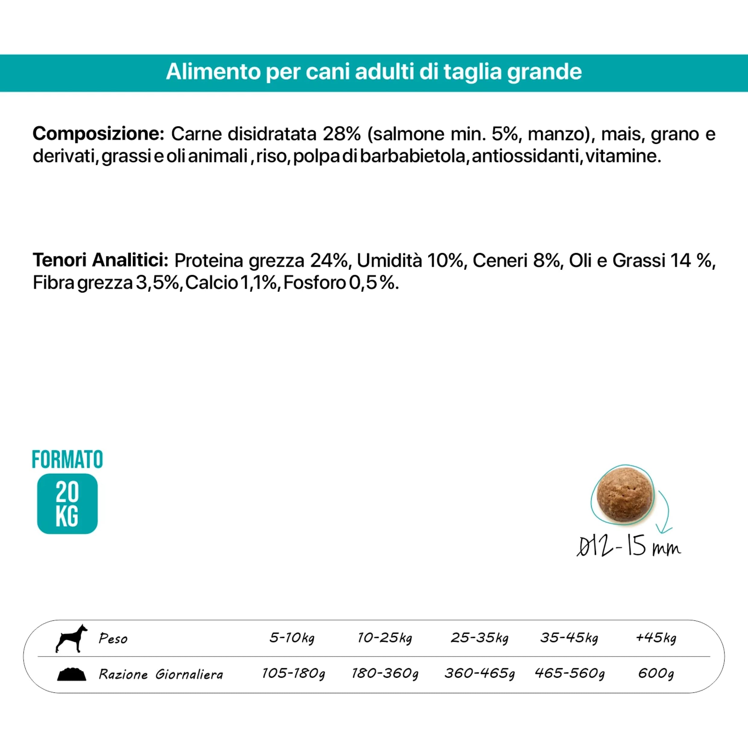 Pet's Garden Top Salmon Crocchette per Cani Gusto Salmone Alimento Cibo Secco per Mantenimento di Cani Adulti Ideale per Cani di Tutte le Razze Sacco da 20 kg Prodotto Italiano