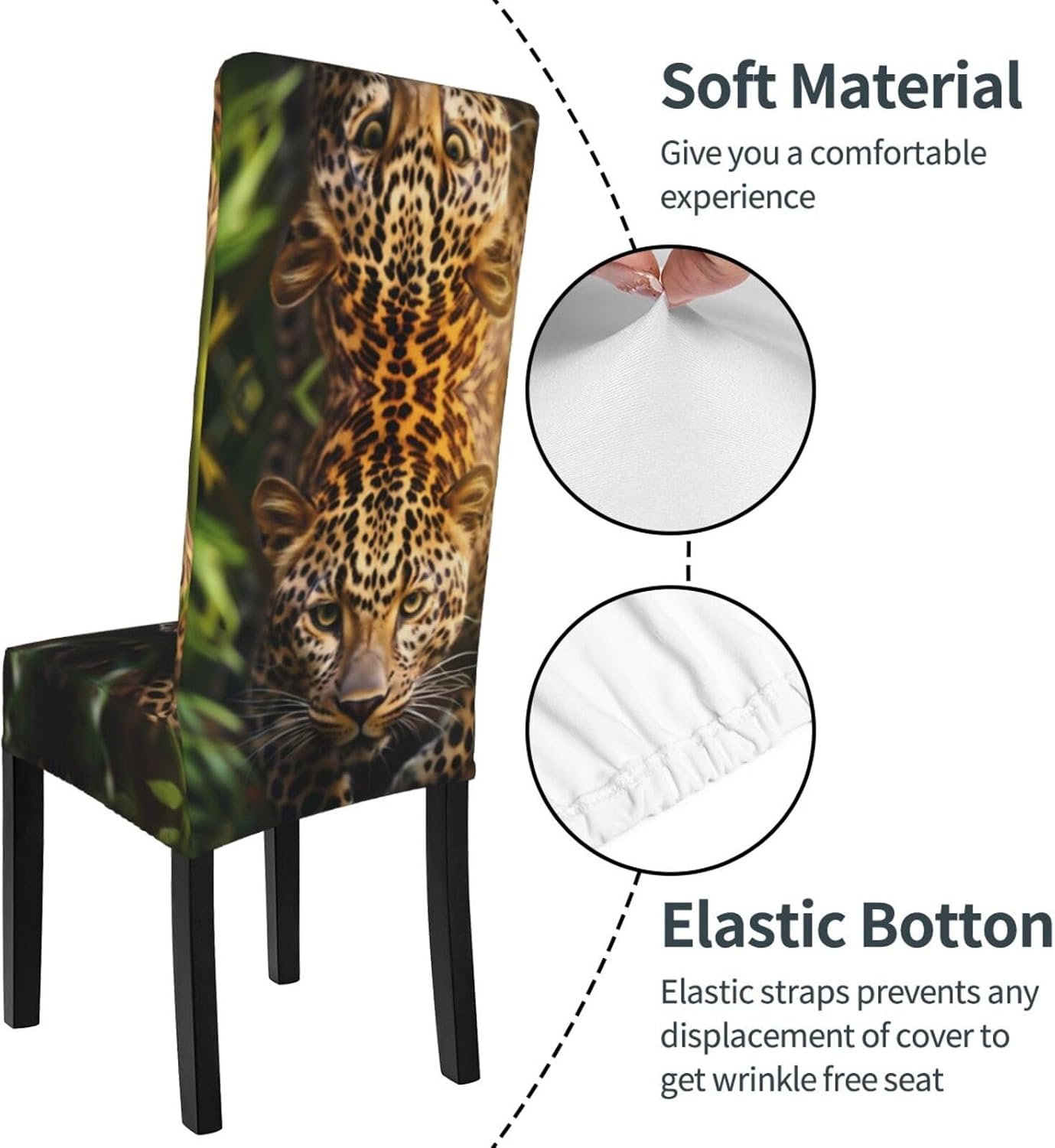 Funny Leopard Prints Protection Cover for Dining Chair - Stretchable Chair Throw Covers for Dining Room, Hotel Event Party