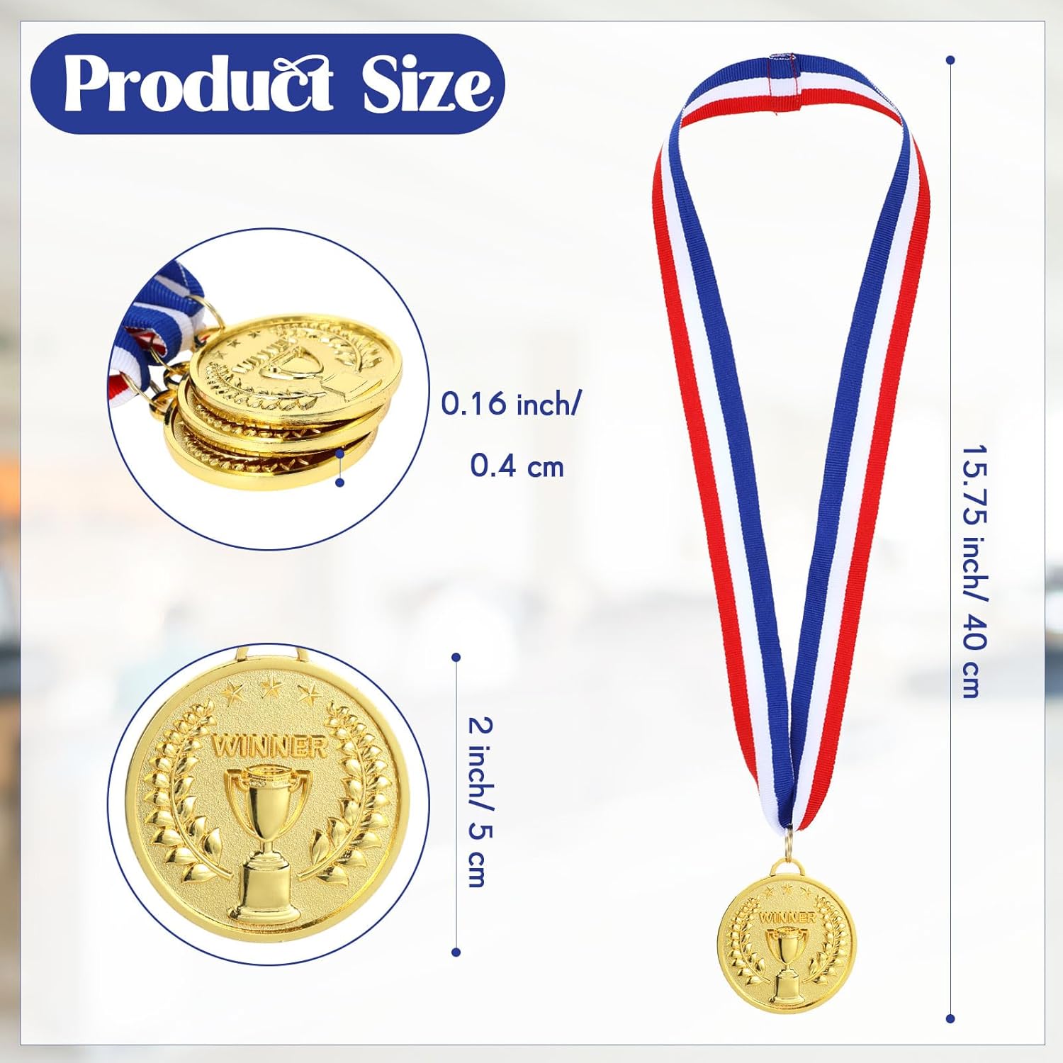 Quelay Gold Award Medals 2 Inch 1st Place Metal Winner Award Medals with Neck Ribbons Prizes for Participation Competitions for Soccer Baseball Basketball Golf