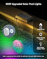 Vista 2 de Luces solares para piscina, luces LED sumergibles recargables con control remoto, IP68 impermeable con imán integrado, luz solar subacuática