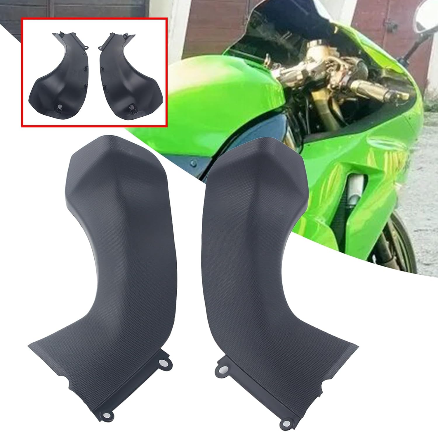 2Pcs Front Dash Air Intake Covers Fairing Compatible with KAWASAKI NINJA ZX-10R ZX10R 2006-2007