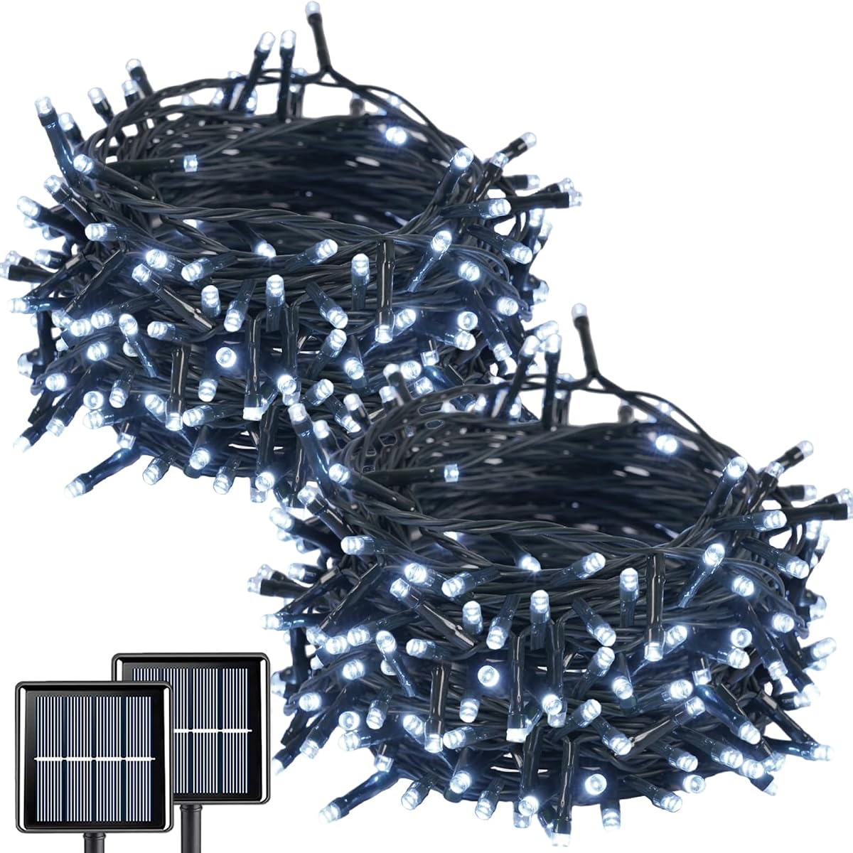 QITONG Solar Christmas Lights Outdoor, 66ft 200 LED, 2 Pack, Waterproof, Green