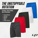 Ultra Performance Mens 5 Pack Athletic Running Shorts, Loose fit Basketball Gym Workout Shorts for Men with Zippered Pockets