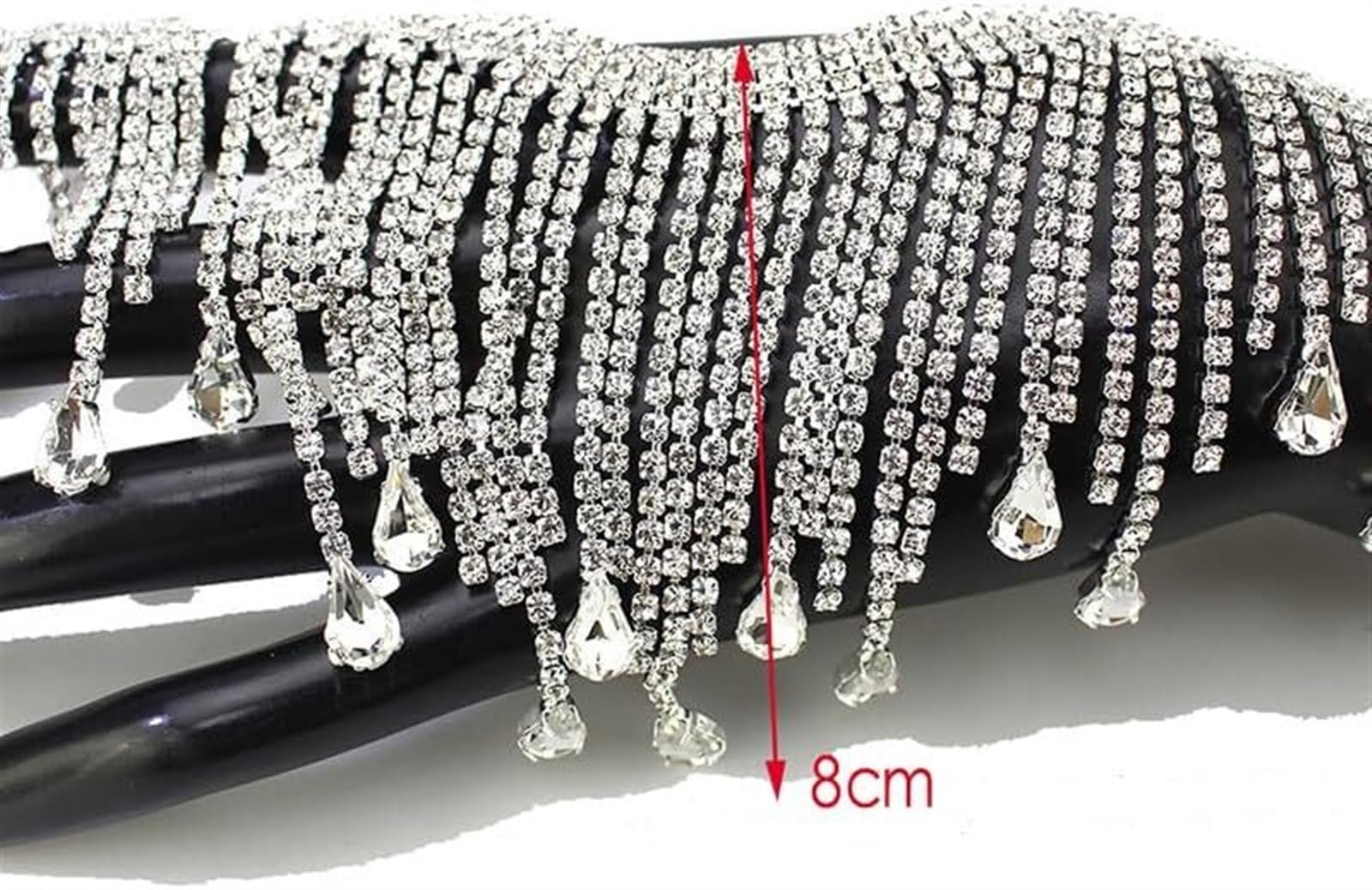 Finiture con frange, Artigianato da cucito, 2 metri di vetro fai da te Nappe con strass a goccia Catena di metallo Cristallo Oro AB Abito da ballo con frange Shinning Strass (Color : Gold) ( Color : A