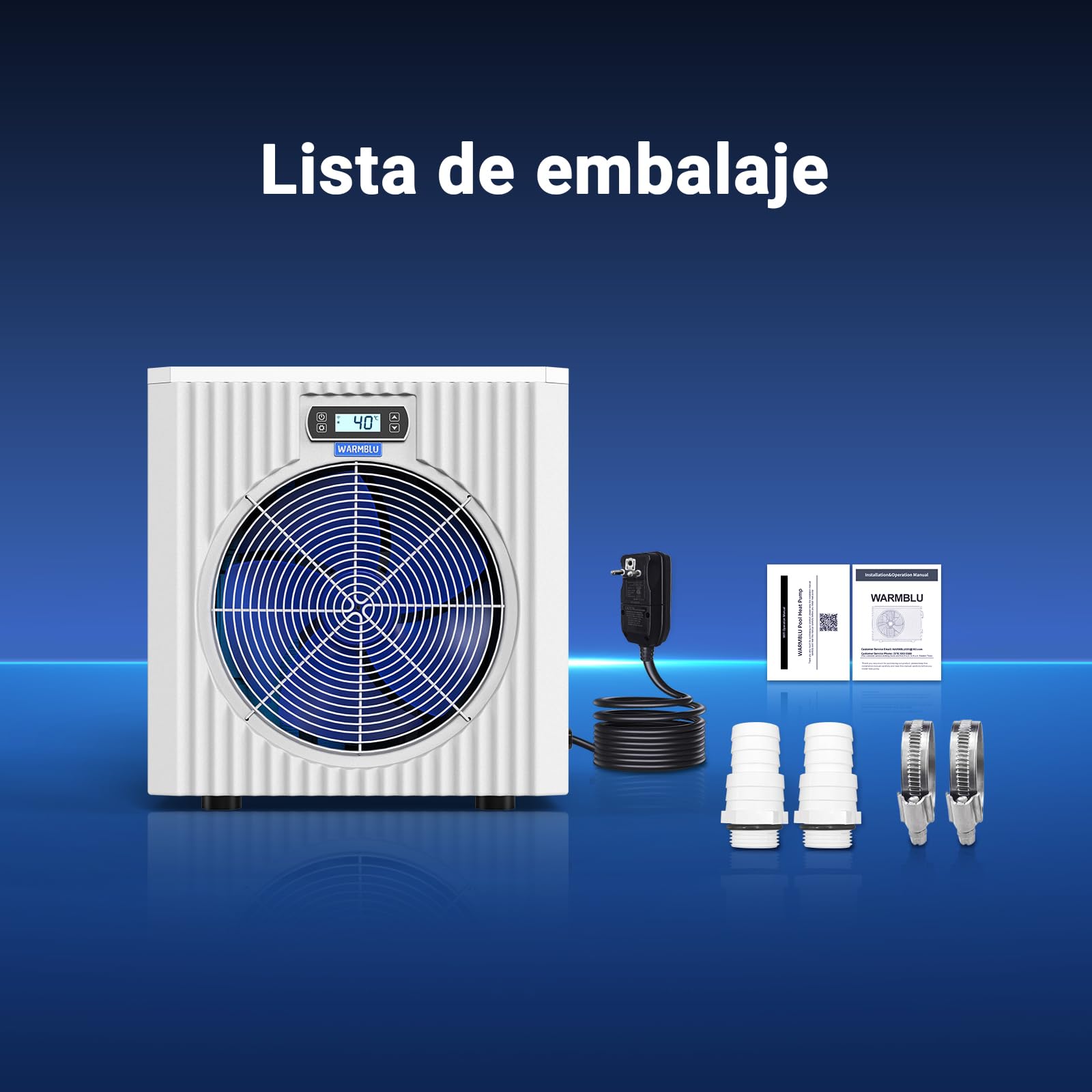 H5 Bomba de Calor de 5 kW con calefacción eléctrica de 1,5 kW, 20 m³ máx., Alta eficiencia, Cop 5,51, Ahorro de energía del 45%, Compatible con conexión WiFi, Bomba de Calor con 220-240V/50Hz