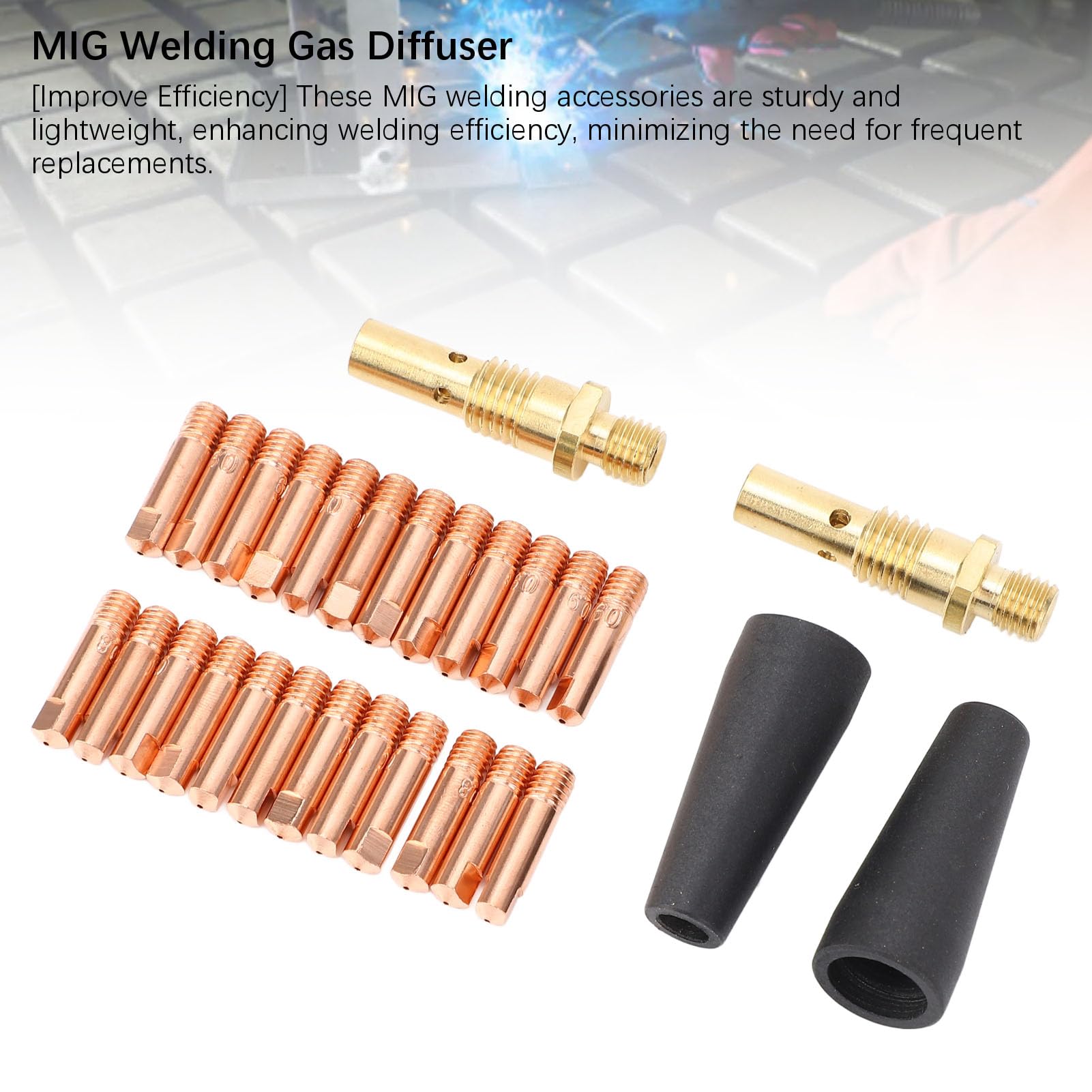 Gasless Nozzle Tips Kit, Gas Diffuser Tip Kit 28 Pieces Set Wide Compatibility for Eastwood Mig 135 175