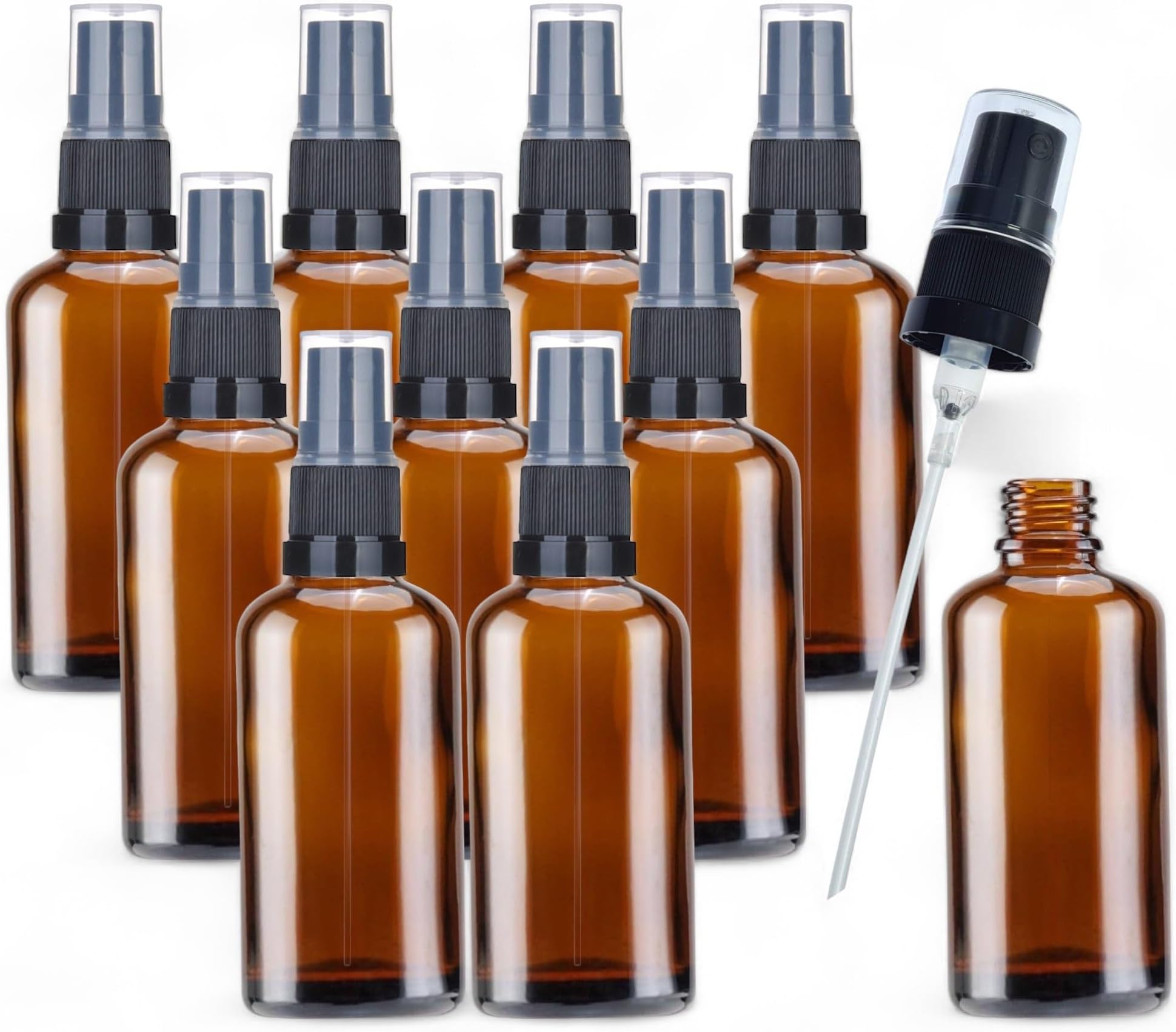 100ml Amber Glass Bottle with Black Atomizer Spray