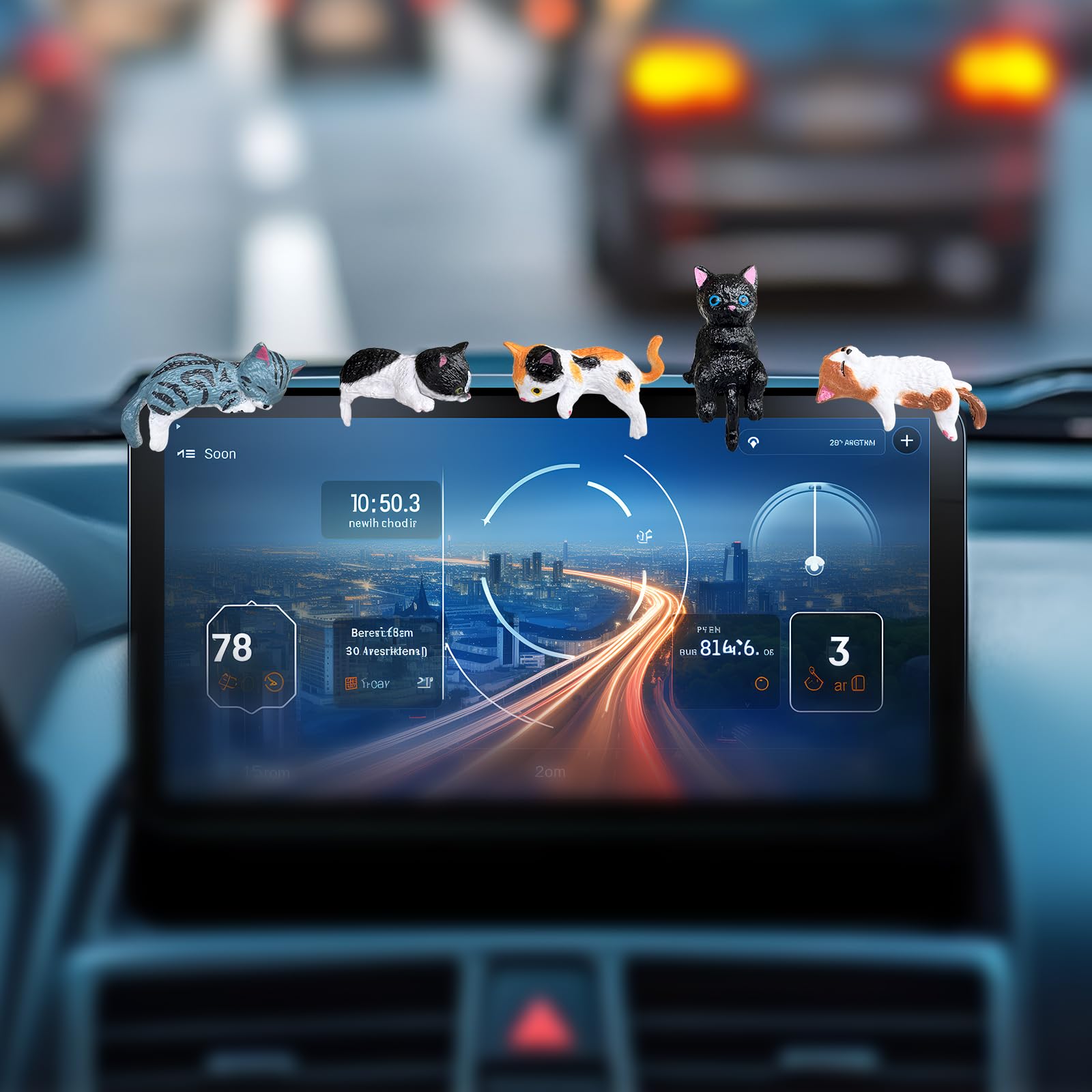 Accessori per Interni Auto Gatto, Decorazioni per Cruscotto, 5PCS Carino Divertente Decorazioni Auto, Ornamento per Specchietto Retrovisore Regalo per Donne Ragazze Uomini Ragazzi