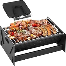 12" Foldable Portable Camping Charcoal Grill - Rust-Resistant Compact Tabletop Grill with Detachable Grate & Quick Assembly for Outdoor Cooking BBQ Smokes Beach Patio Backyard
