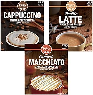 Café TASTLÉ Cappuccino, Vanilla Latte, Caramel Macchiato Instant Coffee Variety Pack, 30 Count