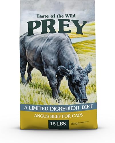 Taste of the Wild PREY Real Meat High Protein Angus Beef Limited Ingredient Dry Cat Food Grain-Free Recipe Made with Real Pasture-Raised Beef, and Probiotics for All Life Stages 15lb