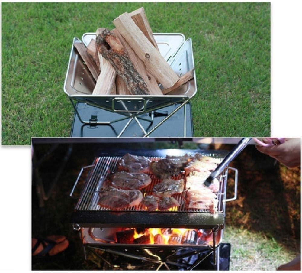 Grill Stainless Steel Charcoal Grill Portable Folding Outdoor Barbecue Griddle Cooking Appliance for Camping Backpacking Hiking Picnic