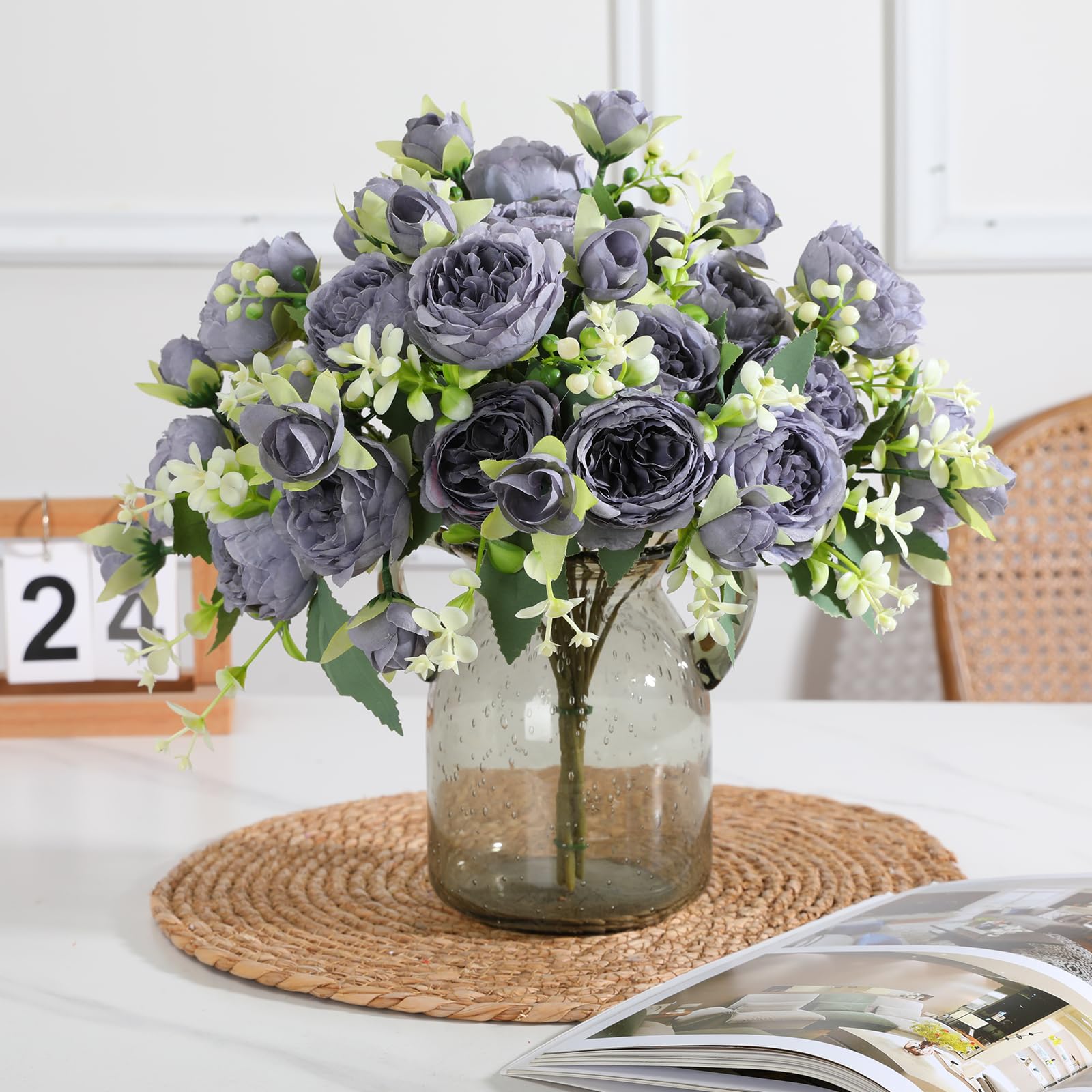 4 Mazzi Di Peonie Artificiali Beige - Fiori Finti In Seta Per Decorazione Casa, Matrimoni E Vasi - Foto 6