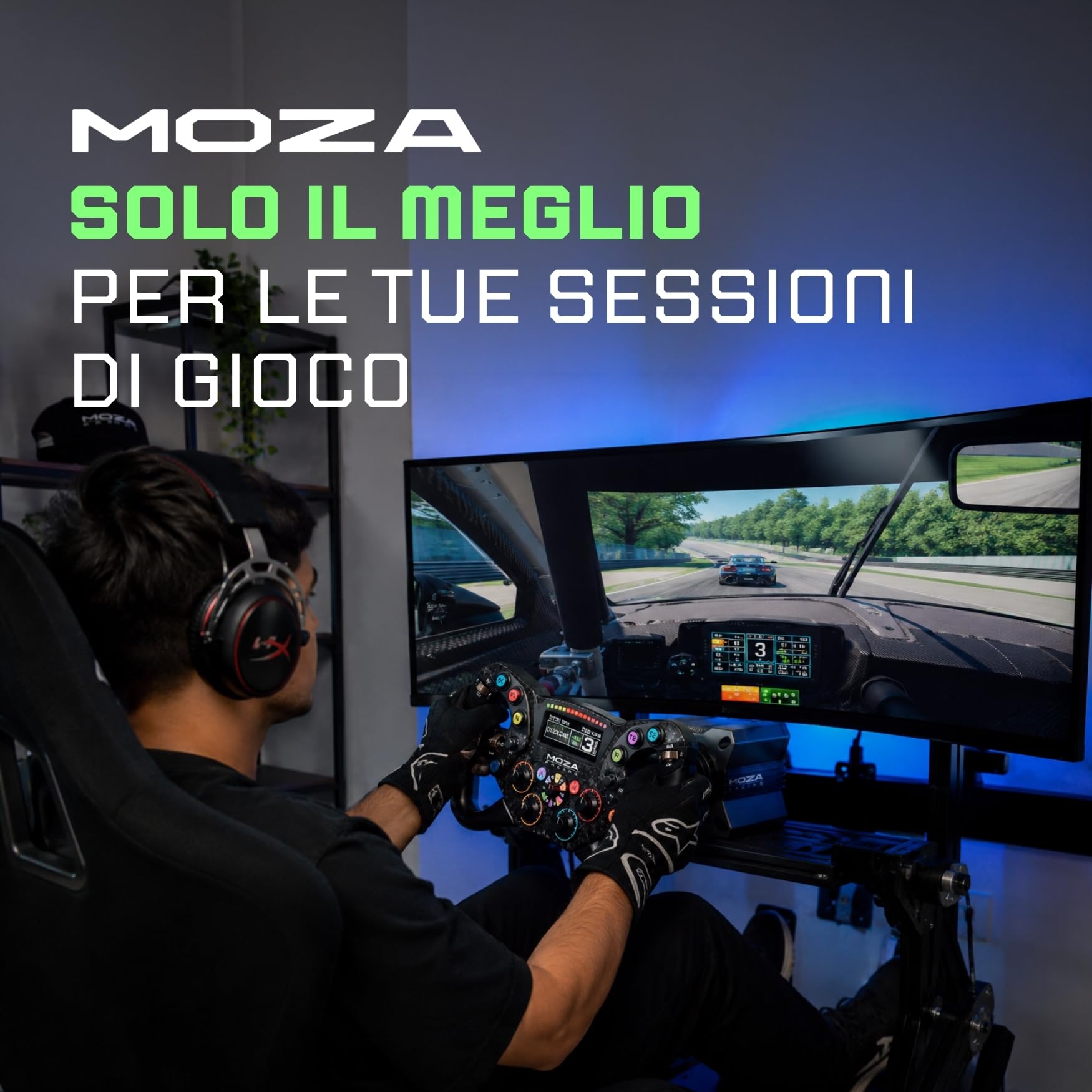 MOZA KS PRO Volante Formula GT 300 mm per Simulatore di Guida PC, Elegante Design a Farfalla, Fibra di Carbonio, Pulsanti RGB Programmabili, Palette Magnetiche Hall con Doppia Frizione, Sim Racing