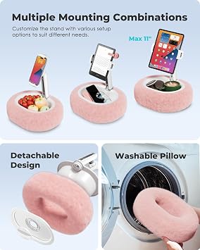 Viozon Tablet Pillow Stand,Kindle Pillow Stand, Compatible with 4-11 Tablet/Phone with Small Bowl, Kindle Holder Accessories,Idea for Reading and Video Watching On Bed,Pink
