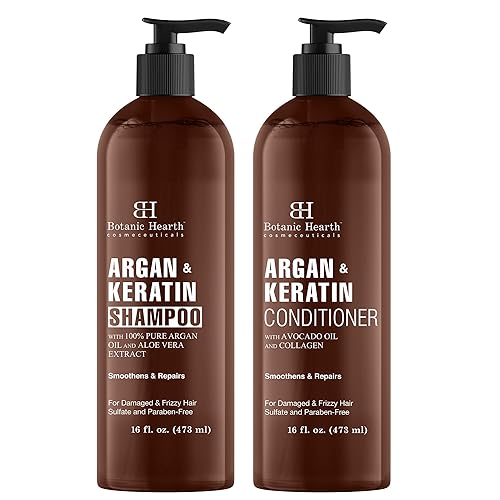 Botanic Hearth Juego de champú y acondicionador de argán y queratina infundido con aceite de argán, extracto de aloevera, aceite de aguacate y