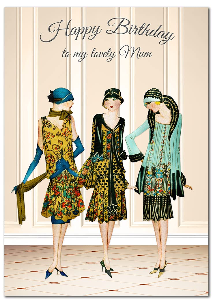 Extra Large Mum Birthday Card - XL Big thick A4 size - Special Beautiful Greeting for Women Her Female - Fashion Retro Flapper Girls Art - Nice Huge Happy Wishes - UK Eco-Friendly — image 1