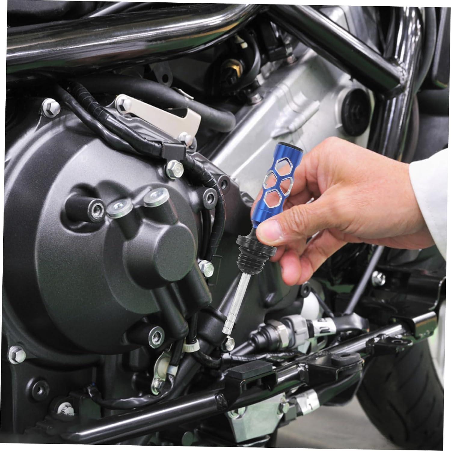 Motorcycle Engine Oil Dipstick for Accurate Measurement Aluminum Alloy Blue