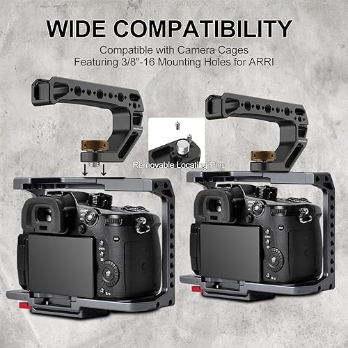 Miniatura 2 de Mango superior para cámara con pasadores de localización de 38"-16 para ARRI Grip para jaula de cámara, mango superior universal con 5 adaptadores