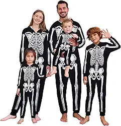 Fantasia de esqueleto de Halloween combinando para a família, macacão com capuz para homens, mulheres, crianças, casais adultos