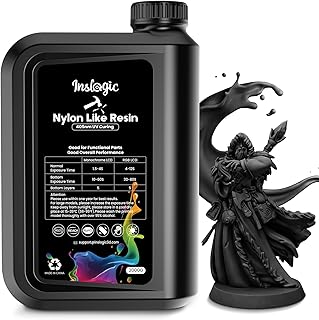 Inslogic Nylon Like 3D Printer Resin, Strong Durable 3D Resin for 2K 4K 8K LCD DLP SLA Resin 3D Printer, 395-405nm UV Curing 3D Printing Photopolymer Resin, Good for Functional Parts, 2KG, Black