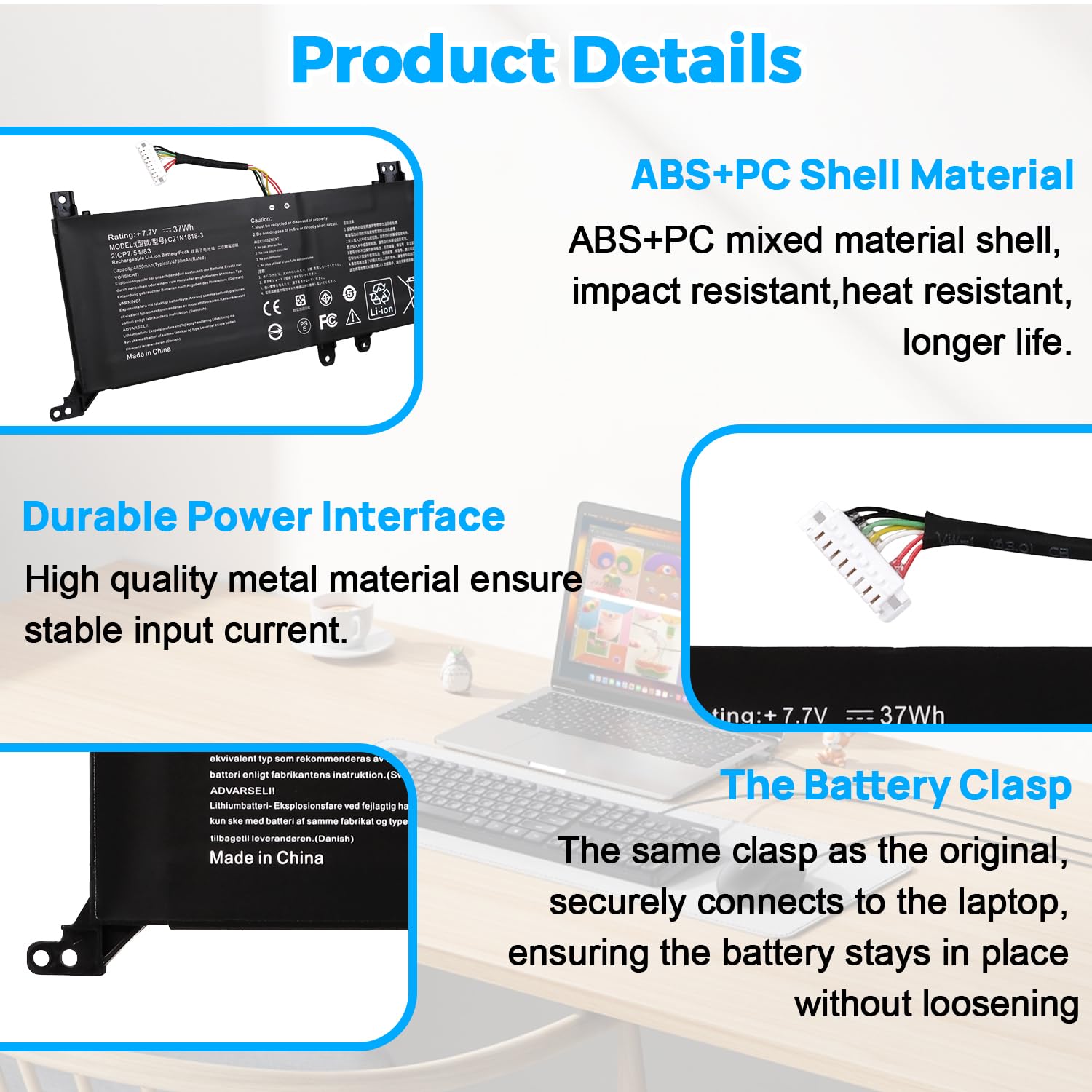 B21N1818-3 C21N1818 Batteria Compatibile con Asus VivoBook A509 D509 F509 M509 X509 A409 D409 F409 X409 F509M F509MA X509MA X509DA X509BA X509F X509FA X509FB X509FJ Serie, B21N1818