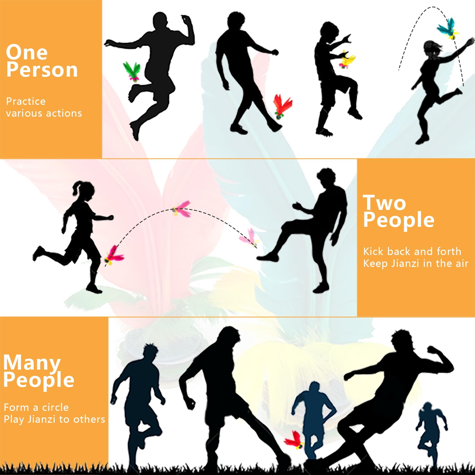 Jianzi Kick Shuttlecock, Volant de Football à Plumes, Jeu de Pieds Sportif, Feather Shuttlecock pour Enfants et Adultes, Utilisation Intérieure et Extérieure - 4