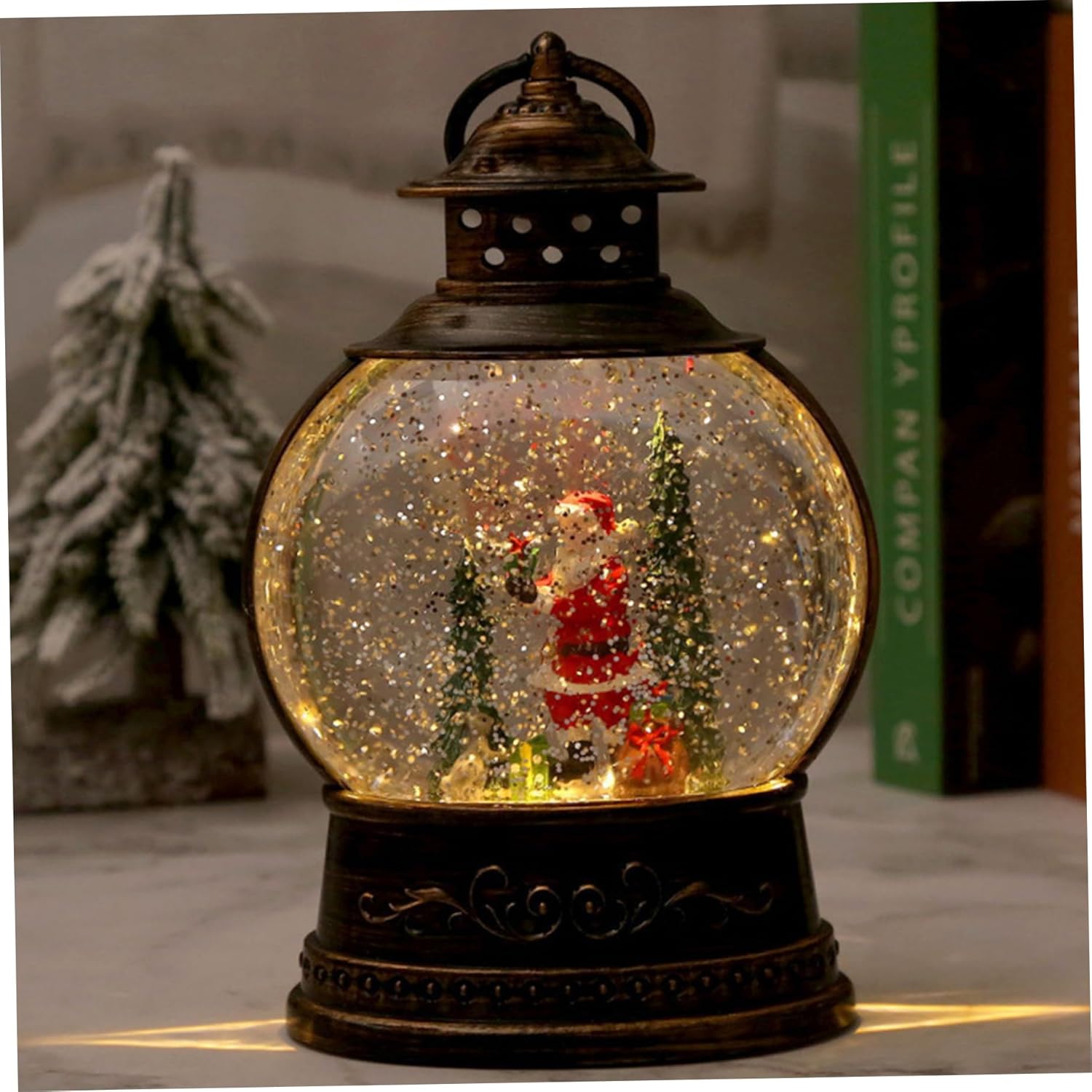 Gcroet Christmas Snow Globes Light Up Santa Snow Globe with Handle & Music Battery/USB Powered Christmas Music Box for Home, Party, Gifts ..