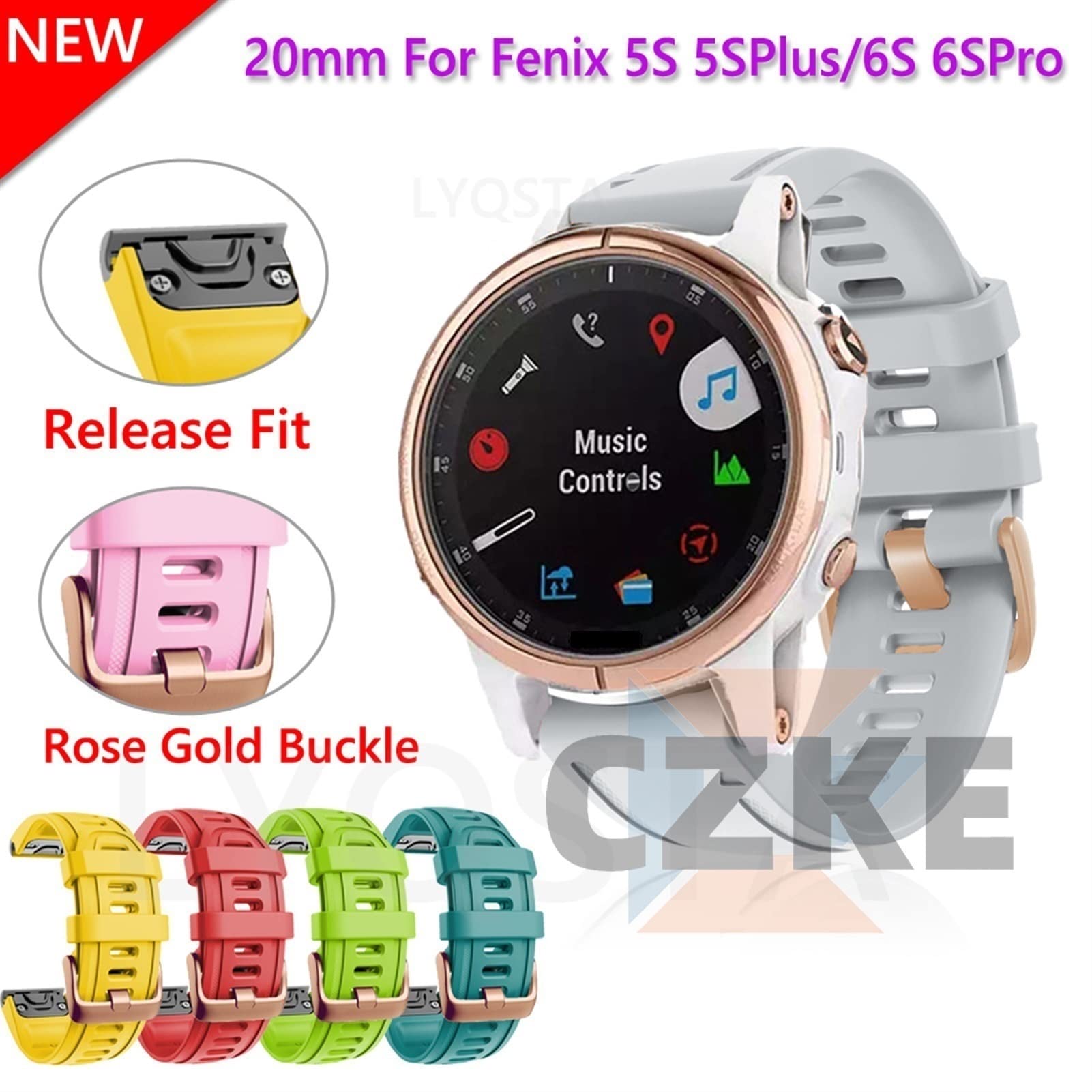 COOVS Quick Release Watch Band Silicone Bracelet for Garmin Fenix 7S 5S 5S Plus 6S 6S Pro Bracelet Sport Wrist Strap (Color : Orange, Size : 20mm Fenix 7S)