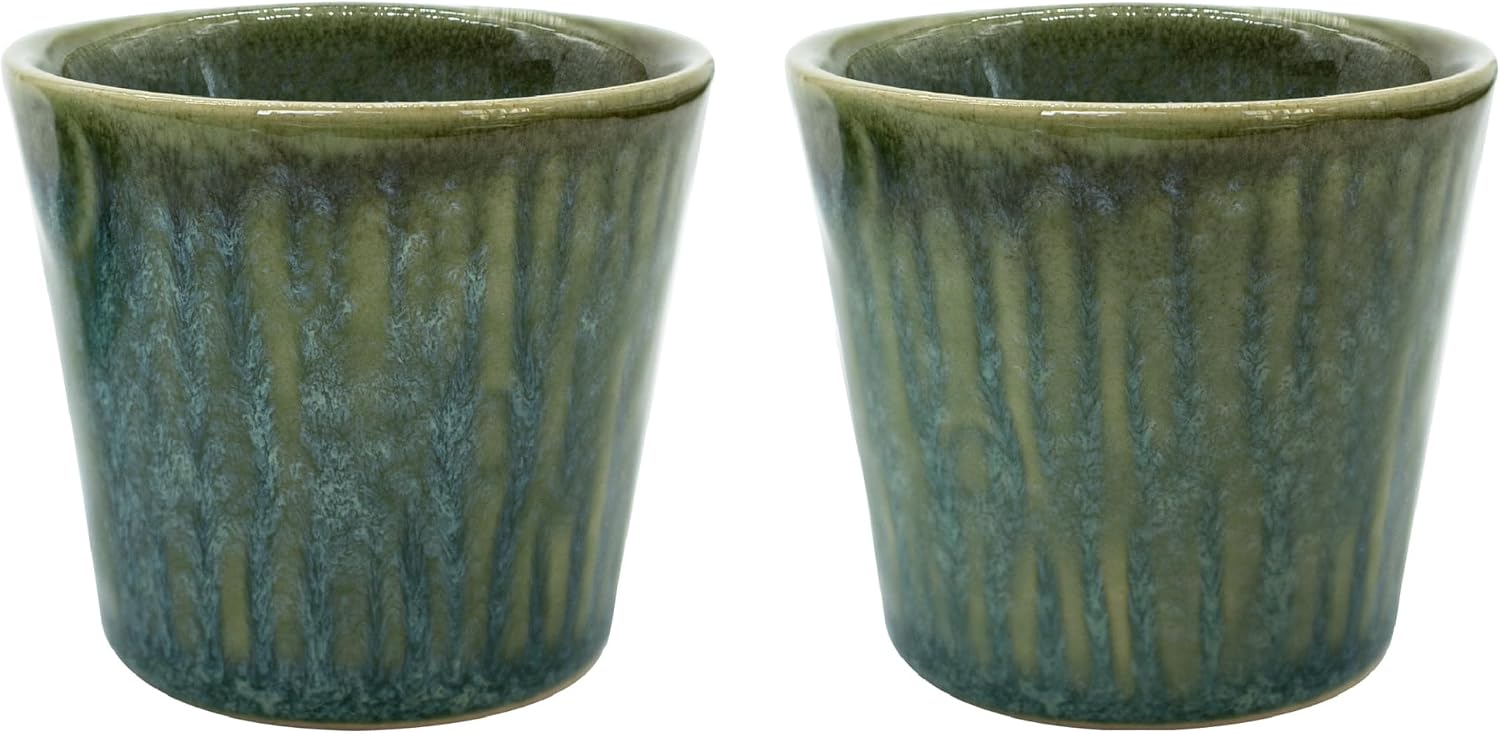 3.5 oz Espresso Cups Set of 2 Ceramic Demitasse Cups with High Temperature Kiln Glaze for Macchiato and Cortado (Green)
