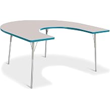 Jonti-Craft Berries 6445JCA005 Horseshoe Activity Table, A-Height 24"-31" Adjustable Height, 66" x 60", Gray/Teal/Gray