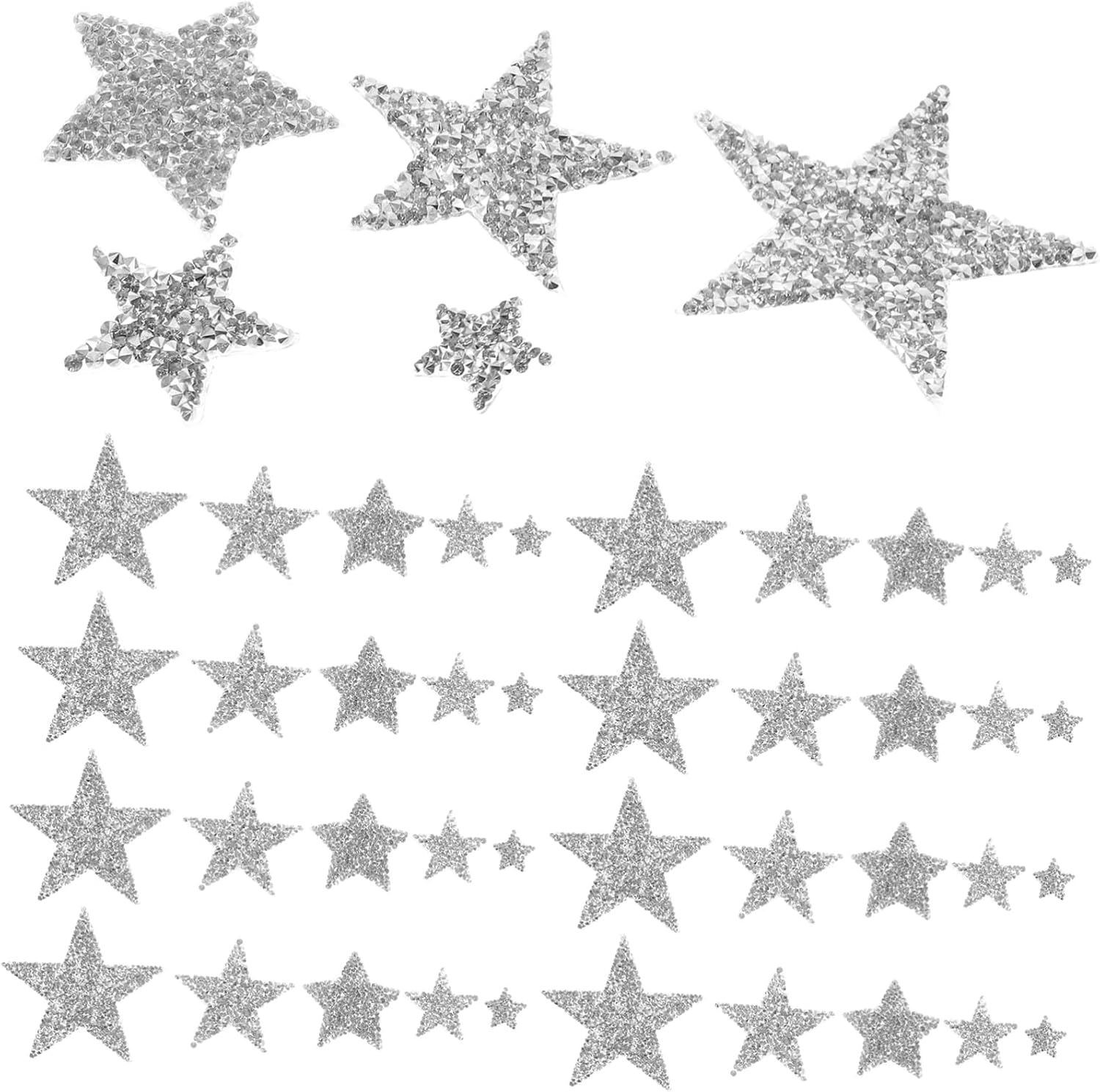 50pcs Glitter Star Iron Patches for Clothing Shoes and Accessories Decorative DIY Appliques Skin-Friendly Durable Designs for Repair and Embellishment Various