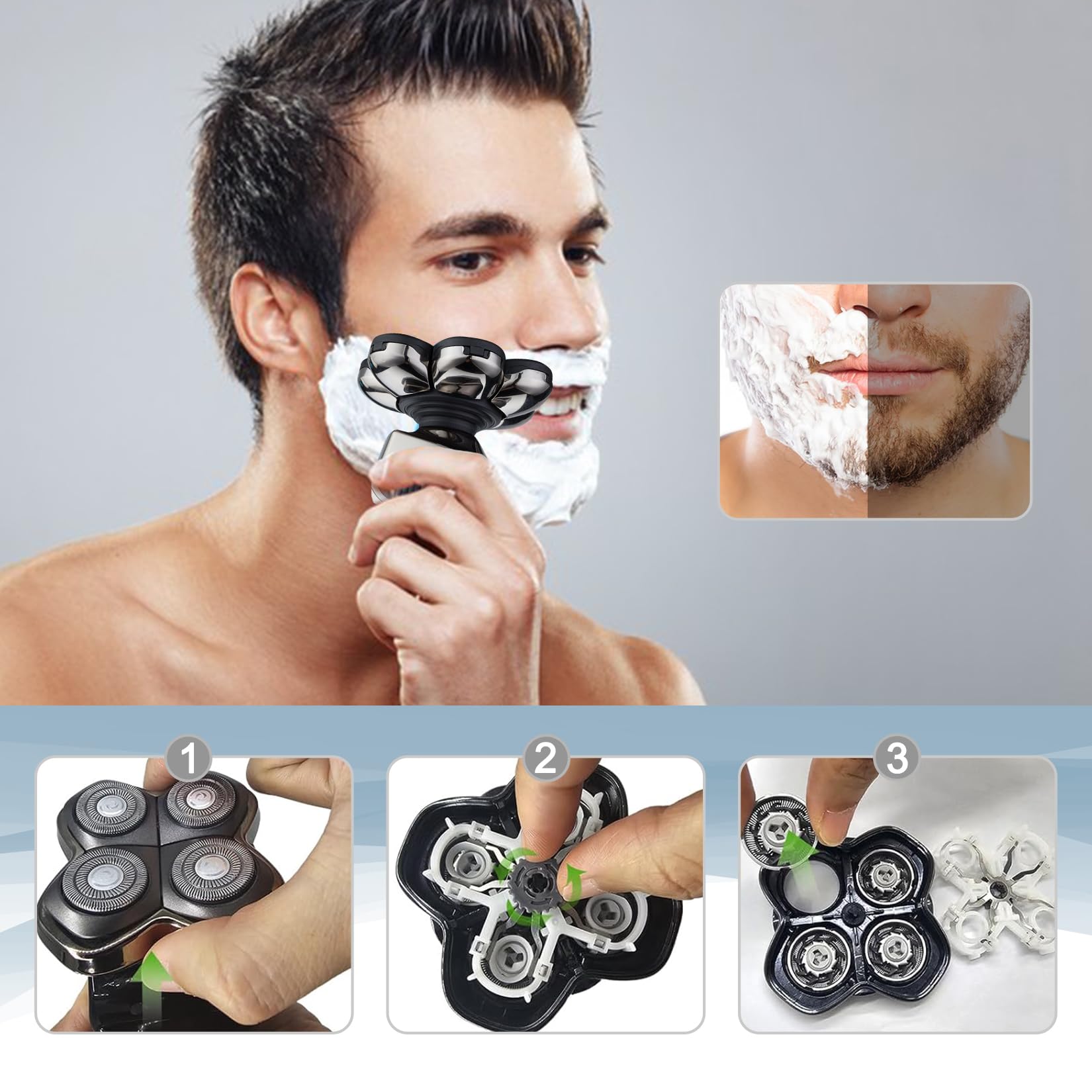 8 Pièces Tête De Rasage Lames De Rechange Pour Rasoir électrique Skull Shaver Pitbull Pour Les Rasoirs Pour Hommes Chauves
