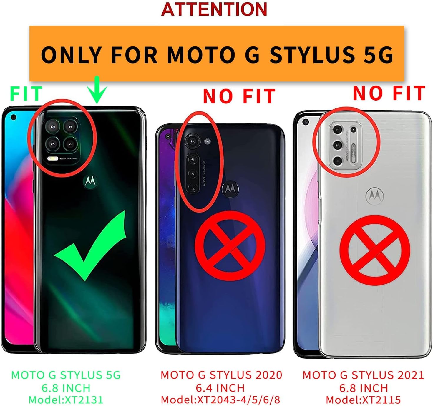 Shockproof Military Grade Drop Tested Phone Case with Ring Holster Belt Clip Card Holder Screen Protector Fits for Moto G Stylus 5G 6.8" (Silver)