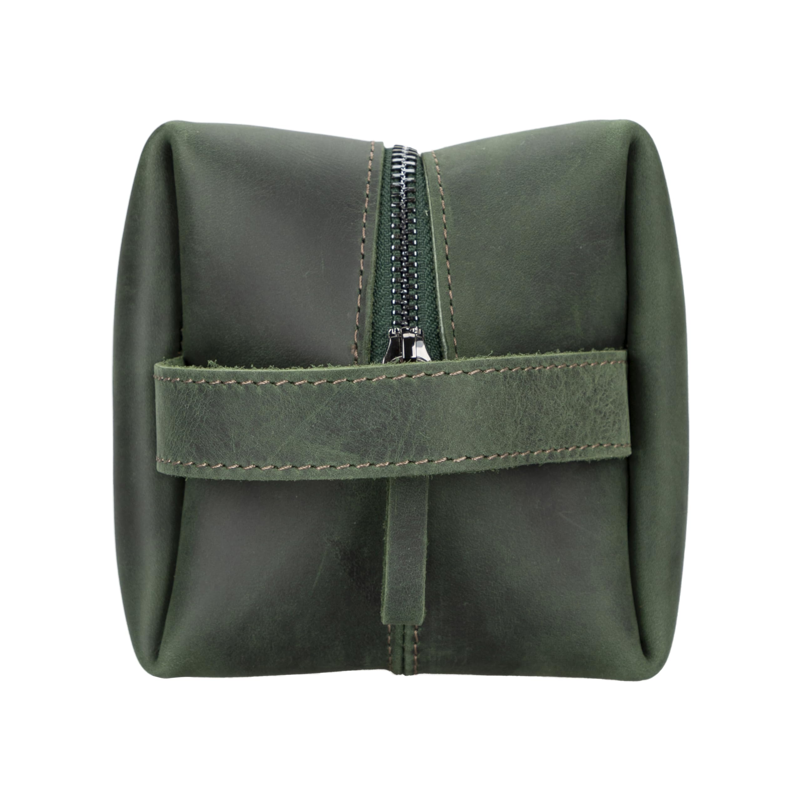 Lev Leather %100 Hakiki Deri Makyaj Çantası, Kişisel Bakım Çantası, Makyaj Çantası, Taşıma Saplı Tuvalet Çantası, Banyo Çantası, Kişisel Hijyen Kiti, Seyahat Kiti (Yeşil, X-Large)