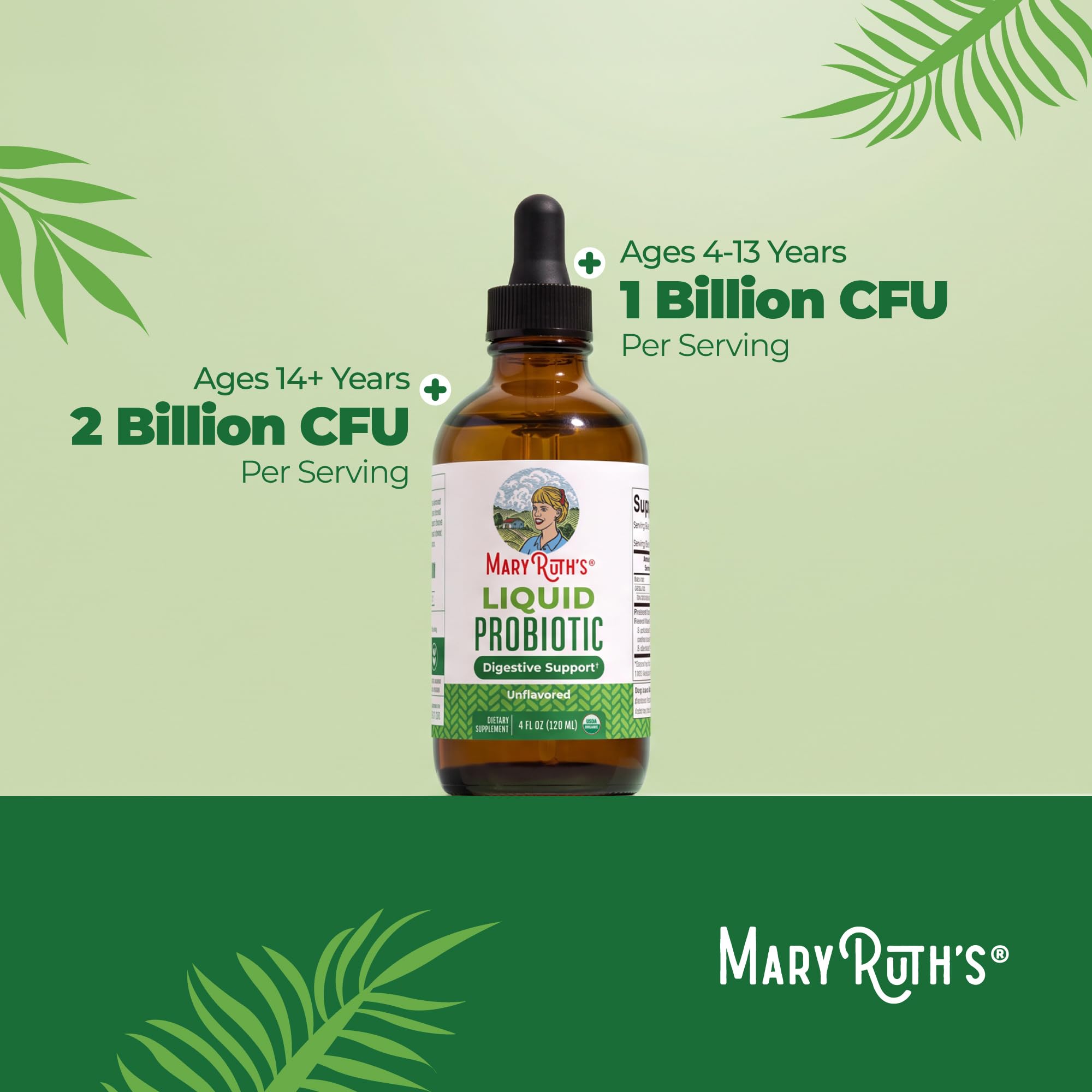 MARYRUTH'S USDA Organic Liquid Probiotic for Adults & Kids, Unflavored, 4oz — Amazon image 6