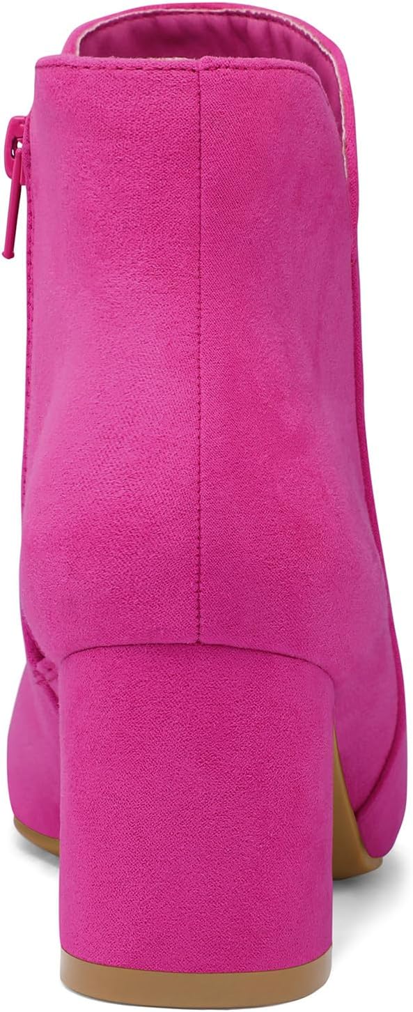 mysoft Women's Ankle Boots Chunky Block Low Heel Comfortable Pointed Toe Side V Cutout Dressy Office Booties with Zipper - Image 4
