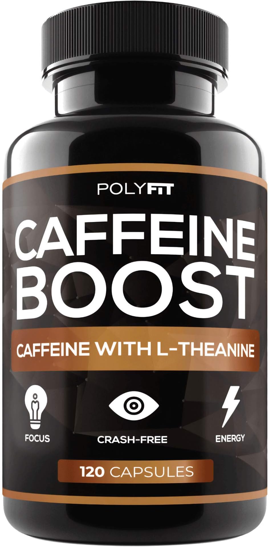 Caffeine Pills with L-Theanine - 120 Capsules - Energy & Focus Supplement - 100mg Caffiene & 200 mg LTheanine Per Serving