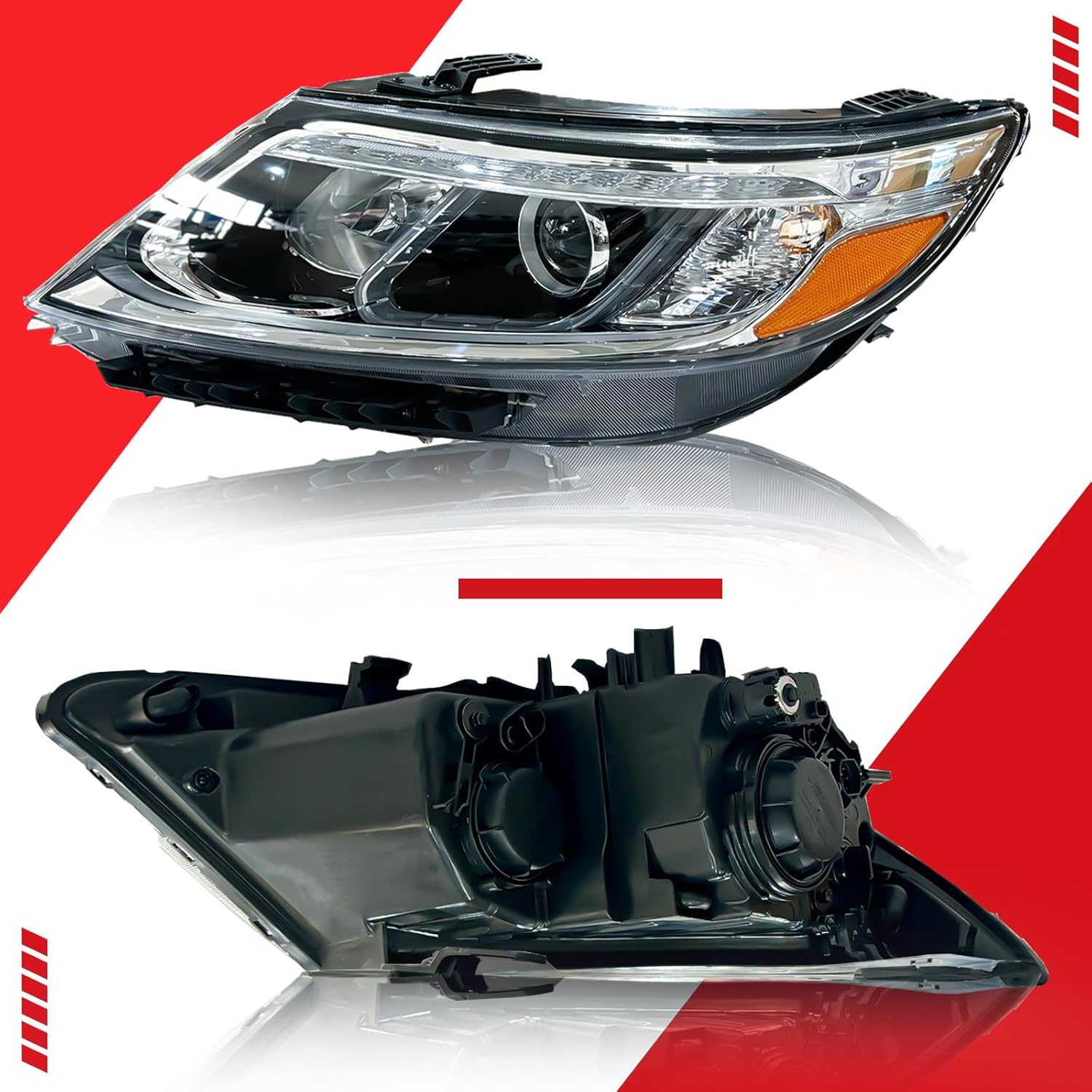 Driver Left Side Headlight Assembly Compatible with 2014 2015 Kia Sorento EX/SX w/LED DRL Head Light w/Bulbs (Driver Left)