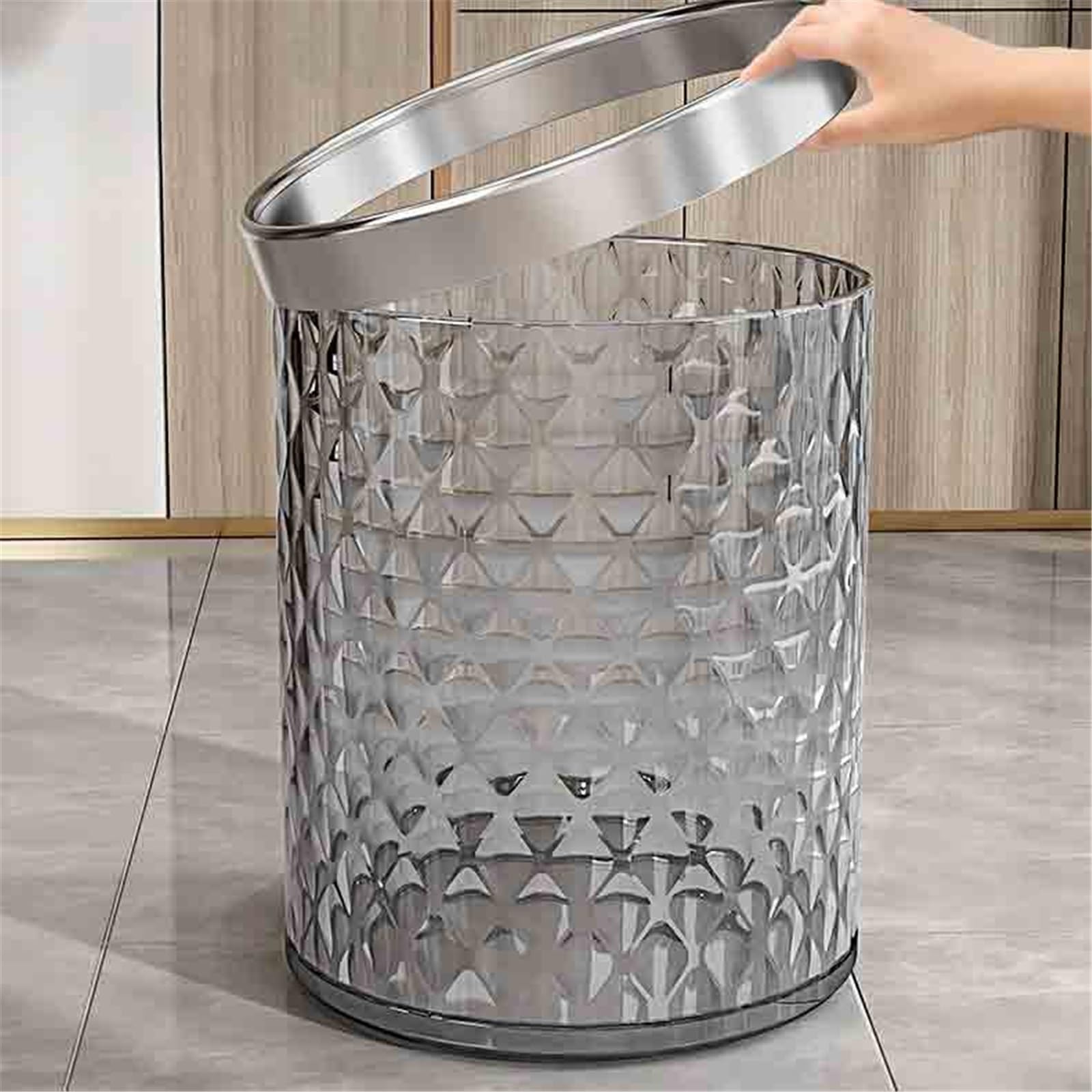 Büro Transparenter Und Minimalistischer Mülleimer Mit Wellenförmigem Design(Klein)